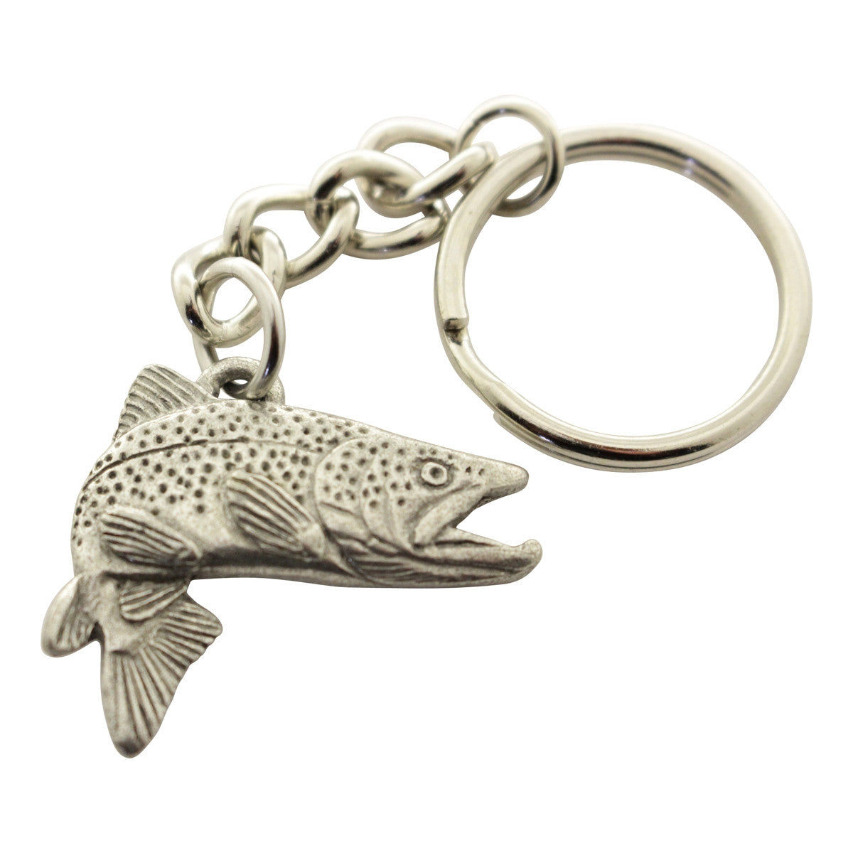 Jumping Brown Trout Keychain ~ Antiqued Pewter ~ Keychain ~ Antiqued Pewter Keychain ~ Sarah's Treats & Treasures